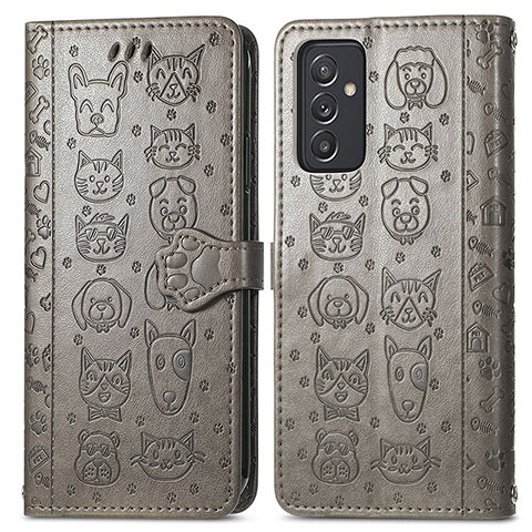 Coque Portefeuille Motif Fantaisie Livre Cuir Etui Clapet S03D pour Samsung Galaxy F34 5G Gris