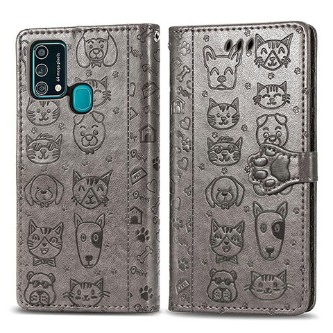 Coque Portefeuille Motif Fantaisie Livre Cuir Etui Clapet S03D pour Samsung Galaxy F41 Gris