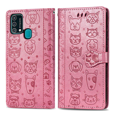 Coque Portefeuille Motif Fantaisie Livre Cuir Etui Clapet S03D pour Samsung Galaxy F41 Or Rose