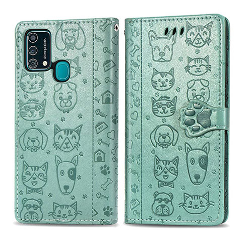 Coque Portefeuille Motif Fantaisie Livre Cuir Etui Clapet S03D pour Samsung Galaxy F41 Vert