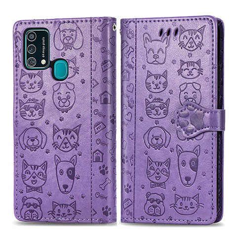 Coque Portefeuille Motif Fantaisie Livre Cuir Etui Clapet S03D pour Samsung Galaxy F41 Violet