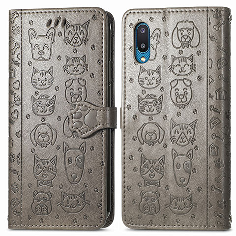 Coque Portefeuille Motif Fantaisie Livre Cuir Etui Clapet S03D pour Samsung Galaxy M02 Gris