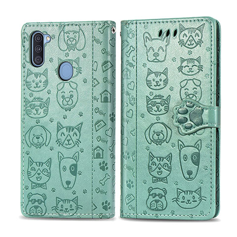 Coque Portefeuille Motif Fantaisie Livre Cuir Etui Clapet S03D pour Samsung Galaxy M11 Vert