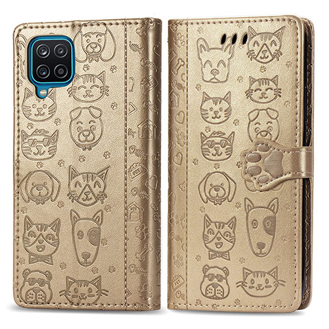 Coque Portefeuille Motif Fantaisie Livre Cuir Etui Clapet S03D pour Samsung Galaxy M12 Or