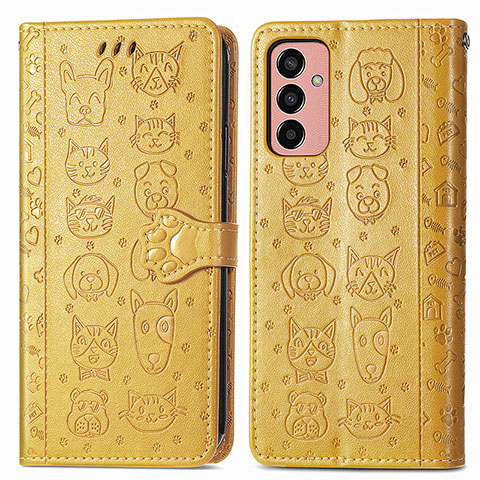 Coque Portefeuille Motif Fantaisie Livre Cuir Etui Clapet S03D pour Samsung Galaxy M13 4G Jaune