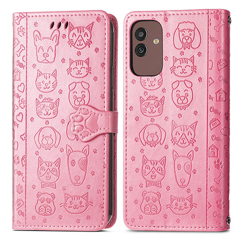 Coque Portefeuille Motif Fantaisie Livre Cuir Etui Clapet S03D pour Samsung Galaxy M13 5G Or Rose