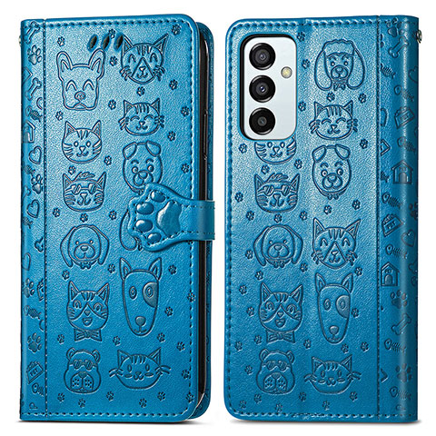 Coque Portefeuille Motif Fantaisie Livre Cuir Etui Clapet S03D pour Samsung Galaxy M23 5G Bleu