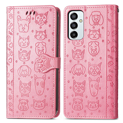 Coque Portefeuille Motif Fantaisie Livre Cuir Etui Clapet S03D pour Samsung Galaxy M23 5G Rose