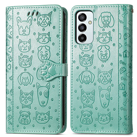 Coque Portefeuille Motif Fantaisie Livre Cuir Etui Clapet S03D pour Samsung Galaxy M23 5G Vert