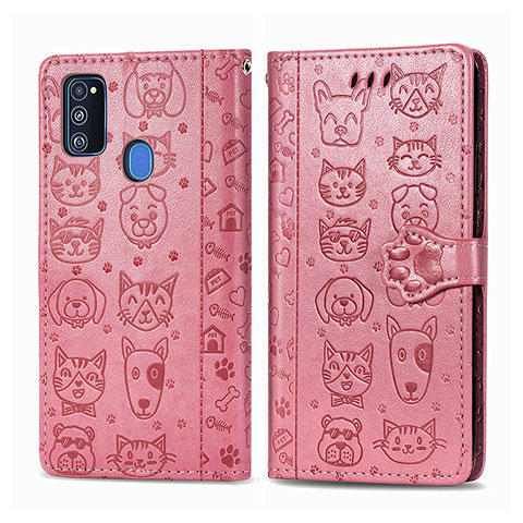 Coque Portefeuille Motif Fantaisie Livre Cuir Etui Clapet S03D pour Samsung Galaxy M30s Or Rose