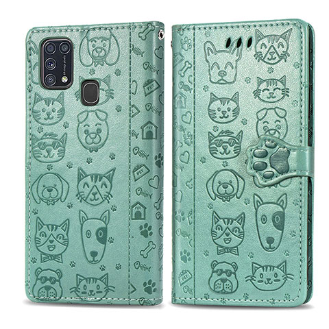 Coque Portefeuille Motif Fantaisie Livre Cuir Etui Clapet S03D pour Samsung Galaxy M31 Prime Edition Vert