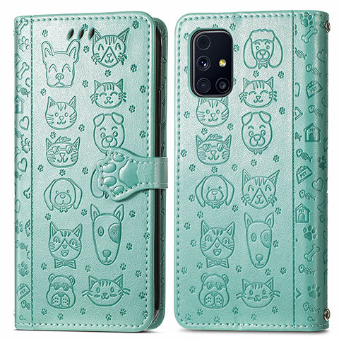 Coque Portefeuille Motif Fantaisie Livre Cuir Etui Clapet S03D pour Samsung Galaxy M31s Vert