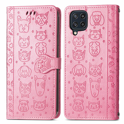 Coque Portefeuille Motif Fantaisie Livre Cuir Etui Clapet S03D pour Samsung Galaxy M32 4G Or Rose