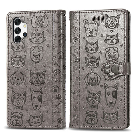 Coque Portefeuille Motif Fantaisie Livre Cuir Etui Clapet S03D pour Samsung Galaxy M32 5G Gris