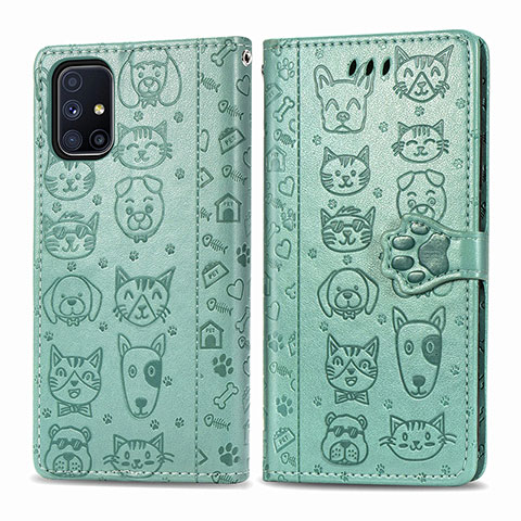 Coque Portefeuille Motif Fantaisie Livre Cuir Etui Clapet S03D pour Samsung Galaxy M51 Vert