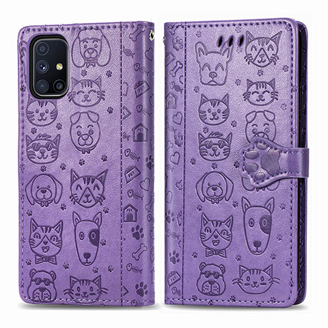 Coque Portefeuille Motif Fantaisie Livre Cuir Etui Clapet S03D pour Samsung Galaxy M51 Violet