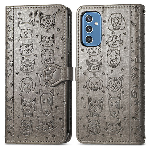 Coque Portefeuille Motif Fantaisie Livre Cuir Etui Clapet S03D pour Samsung Galaxy M52 5G Gris