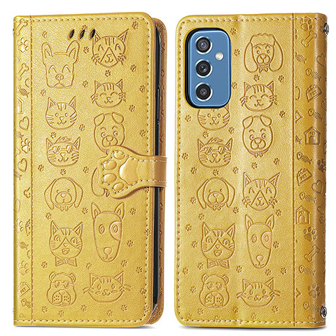 Coque Portefeuille Motif Fantaisie Livre Cuir Etui Clapet S03D pour Samsung Galaxy M52 5G Jaune