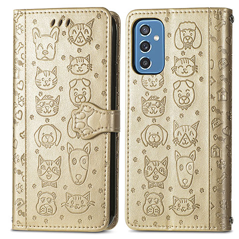 Coque Portefeuille Motif Fantaisie Livre Cuir Etui Clapet S03D pour Samsung Galaxy M52 5G Or