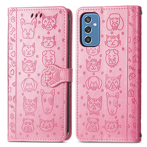 Coque Portefeuille Motif Fantaisie Livre Cuir Etui Clapet S03D pour Samsung Galaxy M52 5G Or Rose