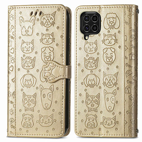 Coque Portefeuille Motif Fantaisie Livre Cuir Etui Clapet S03D pour Samsung Galaxy M62 4G Or