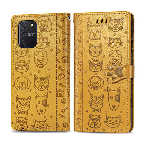 Coque Portefeuille Motif Fantaisie Livre Cuir Etui Clapet S03D pour Samsung Galaxy M80S Jaune