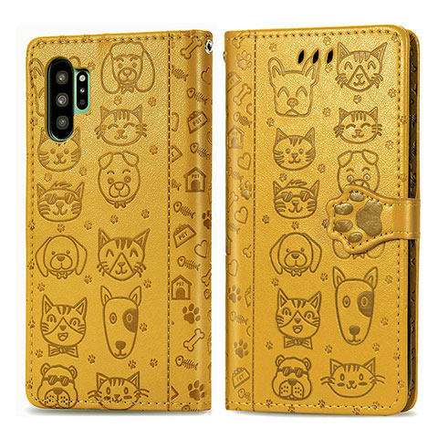 Coque Portefeuille Motif Fantaisie Livre Cuir Etui Clapet S03D pour Samsung Galaxy Note 10 Plus 5G Jaune