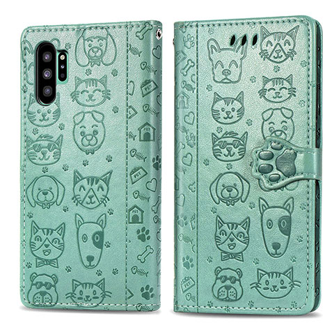 Coque Portefeuille Motif Fantaisie Livre Cuir Etui Clapet S03D pour Samsung Galaxy Note 10 Plus 5G Vert