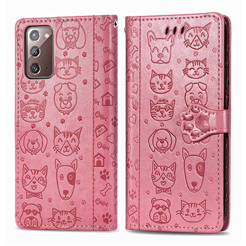 Coque Portefeuille Motif Fantaisie Livre Cuir Etui Clapet S03D pour Samsung Galaxy Note 20 5G Or Rose