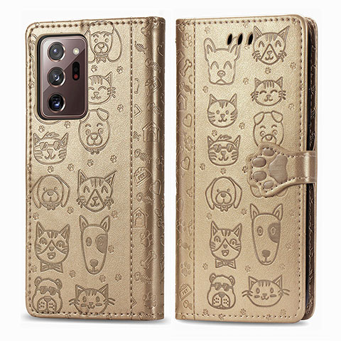 Coque Portefeuille Motif Fantaisie Livre Cuir Etui Clapet S03D pour Samsung Galaxy Note 20 Ultra 5G Or