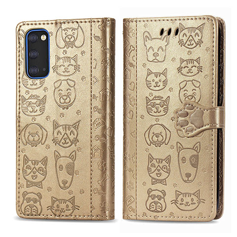 Coque Portefeuille Motif Fantaisie Livre Cuir Etui Clapet S03D pour Samsung Galaxy S20 5G Or