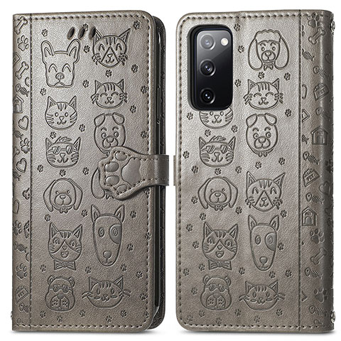 Coque Portefeuille Motif Fantaisie Livre Cuir Etui Clapet S03D pour Samsung Galaxy S20 FE 4G Gris