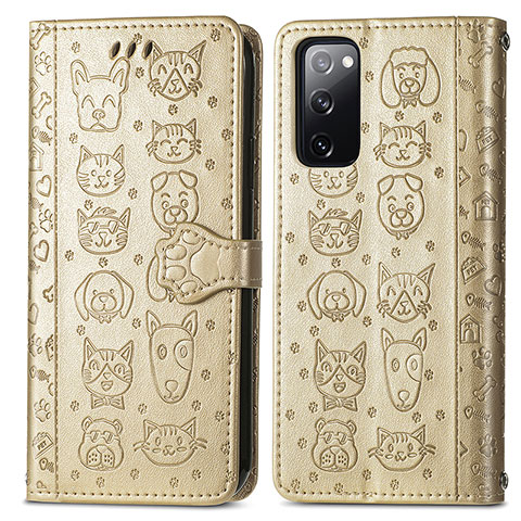 Coque Portefeuille Motif Fantaisie Livre Cuir Etui Clapet S03D pour Samsung Galaxy S20 FE 4G Or