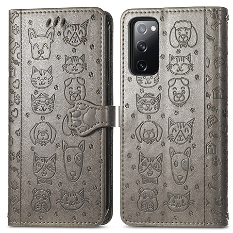 Coque Portefeuille Motif Fantaisie Livre Cuir Etui Clapet S03D pour Samsung Galaxy S20 FE 5G Gris