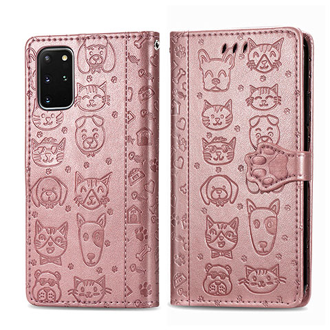 Coque Portefeuille Motif Fantaisie Livre Cuir Etui Clapet S03D pour Samsung Galaxy S20 Plus 5G Rose