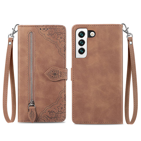 Coque Portefeuille Motif Fantaisie Livre Cuir Etui Clapet S03D pour Samsung Galaxy S21 FE 5G Marron