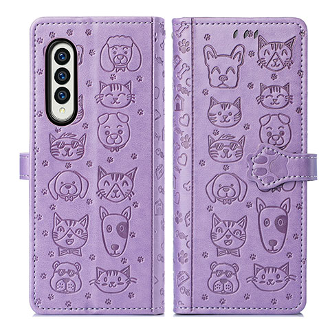 Coque Portefeuille Motif Fantaisie Livre Cuir Etui Clapet S03D pour Samsung Galaxy Z Fold3 5G Violet