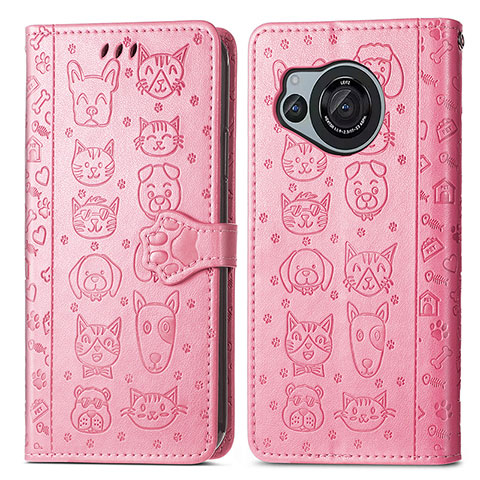 Coque Portefeuille Motif Fantaisie Livre Cuir Etui Clapet S03D pour Sharp Aquos R8s Rose