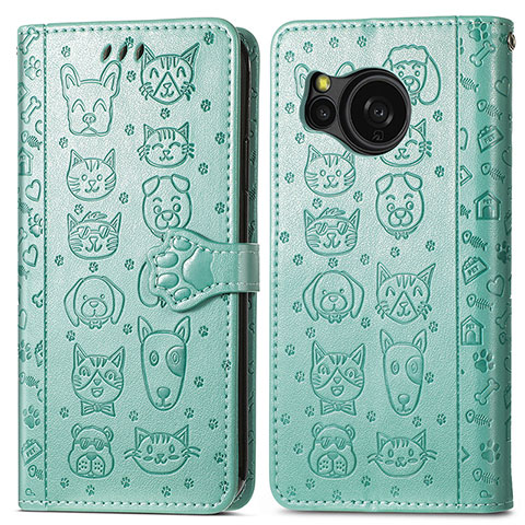 Coque Portefeuille Motif Fantaisie Livre Cuir Etui Clapet S03D pour Sharp Aquos Sense8 Vert