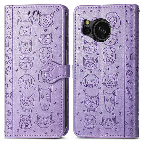 Coque Portefeuille Motif Fantaisie Livre Cuir Etui Clapet S03D pour Sharp Aquos Sense8 Violet