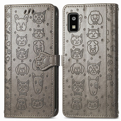 Coque Portefeuille Motif Fantaisie Livre Cuir Etui Clapet S03D pour Sharp Aquos wish3 Gris