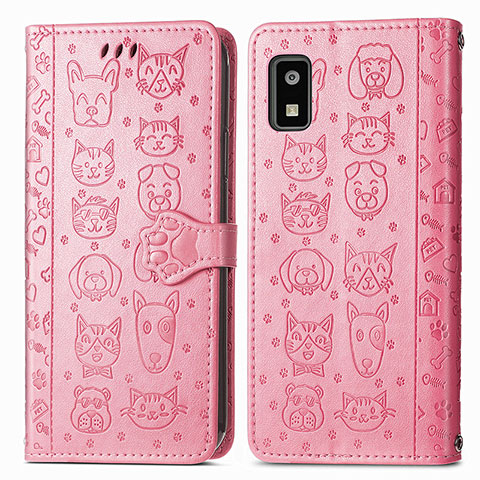 Coque Portefeuille Motif Fantaisie Livre Cuir Etui Clapet S03D pour Sharp Aquos wish3 Rose