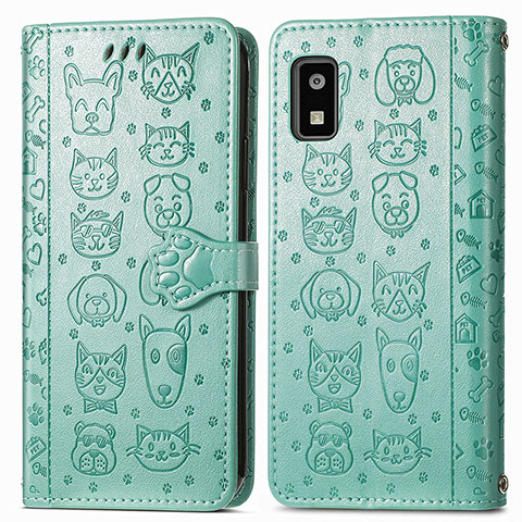 Coque Portefeuille Motif Fantaisie Livre Cuir Etui Clapet S03D pour Sharp Aquos wish3 Vert