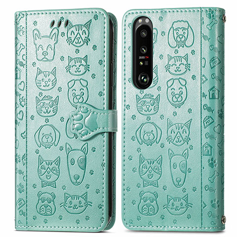 Coque Portefeuille Motif Fantaisie Livre Cuir Etui Clapet S03D pour Sony Xperia 1 III Vert