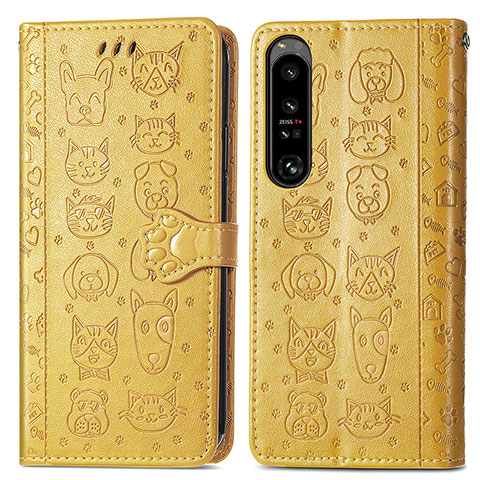 Coque Portefeuille Motif Fantaisie Livre Cuir Etui Clapet S03D pour Sony Xperia 1 IV SO-51C Jaune