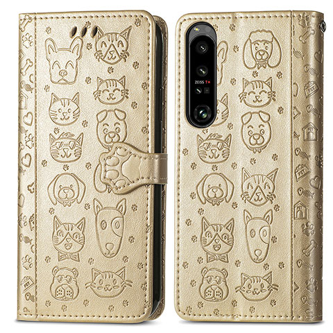 Coque Portefeuille Motif Fantaisie Livre Cuir Etui Clapet S03D pour Sony Xperia 1 IV SO-51C Or