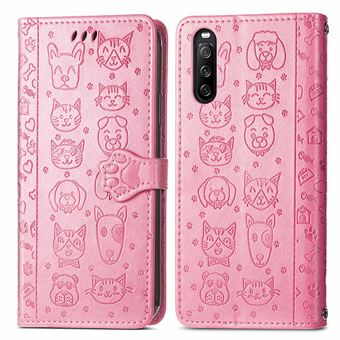 Coque Portefeuille Motif Fantaisie Livre Cuir Etui Clapet S03D pour Sony Xperia 10 III Lite Rose