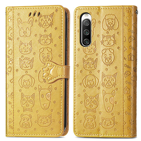 Coque Portefeuille Motif Fantaisie Livre Cuir Etui Clapet S03D pour Sony Xperia 10 IV Jaune