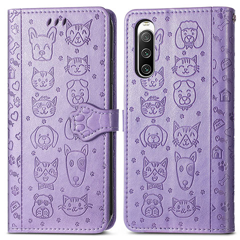 Coque Portefeuille Motif Fantaisie Livre Cuir Etui Clapet S03D pour Sony Xperia 10 IV SO-52C Violet