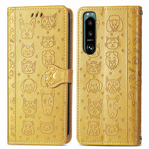 Coque Portefeuille Motif Fantaisie Livre Cuir Etui Clapet S03D pour Sony Xperia 5 IV Jaune